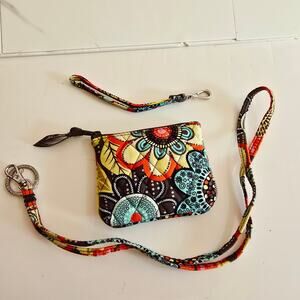 Vera Bradley Flower Shower Small Coin Purse EUC with Lanyard, Wristlet